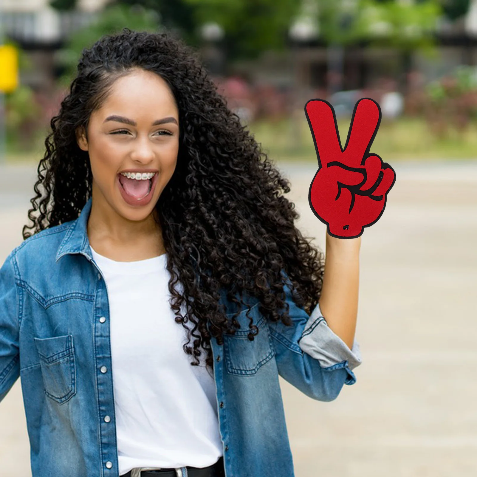 

2Pcs Cheerleading Felt Cloth Finger Victory Gesture Sports Events Party Props Custom Team Look Cheer Finger Felt Cloth Hand