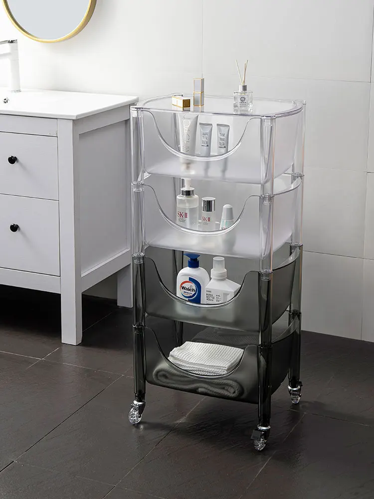 

Small Cart Rack Kitchen Living Room Bathroom Bedroom Snacks Mobile Storage Acrylic Multi-layer Storage Cabinet