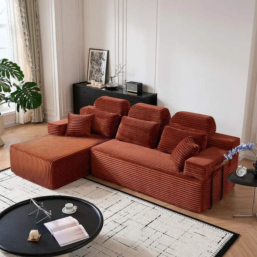 

104 Boneless Couch with Reversible Chaise, L Shaped Sectional Couches for Living Room, Modular Sectional Sofa, 28 Deep Seat Sofa