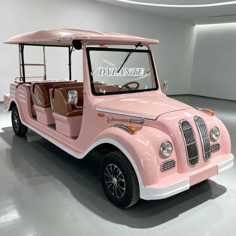 Dylante 8 Passenger Tour Transport With Hard Canopy Roof For Holiday Village Park Retro Vintage Electric Sightseeing Car