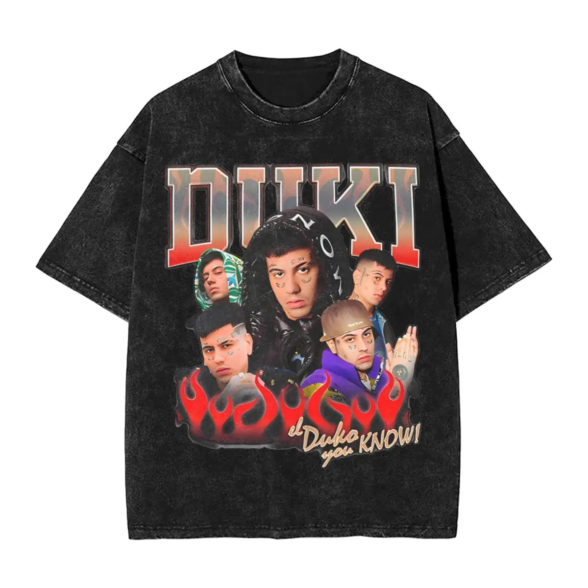 Duki Trap Rap T Shirt Hip Hop Washed Short Sleeve Oversize T-Shirt Duko Novelty Men Women Tops Streetwear Graphic Printed Tees