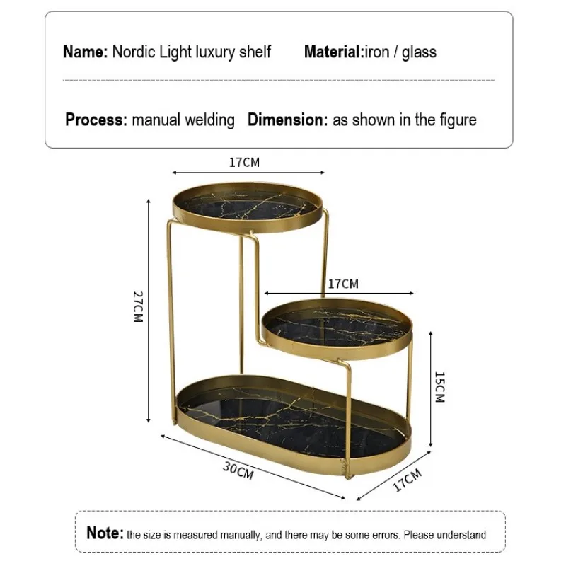 Nordic Desktop Cosmetic Storage Shelf Luxury Wrought Iron Makeup Storage Shelf Tray Dressing Table Finishing Rack Organizer