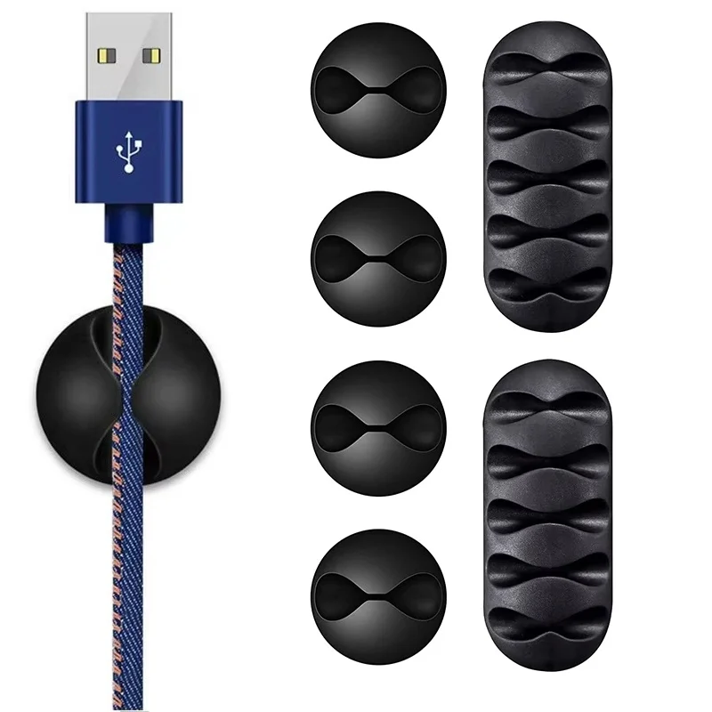 1-3pcs Silicone Winder Headphone Landline Cable Clips Desktop Organizer USB Charger Self-Adhesive Cable Holder For Office Home