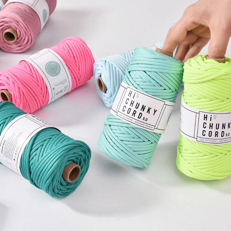 5mm Approximately 50 Meters Hand Crocheted DIY Accessory 300g Silver Silk Polyester Round Stranded Braided Core Rope
