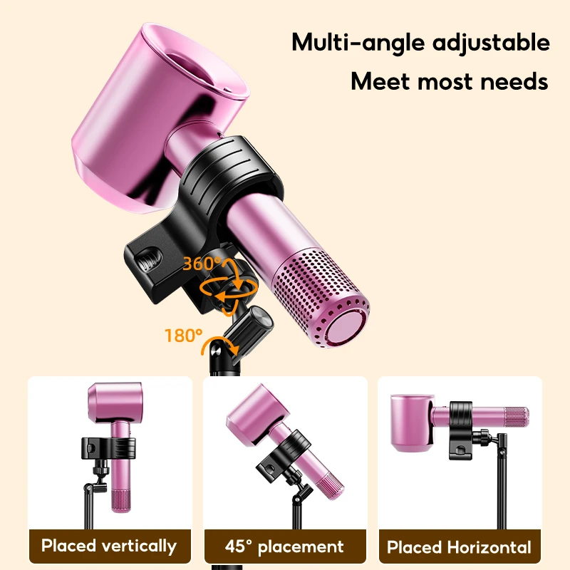 

Eary Adjustable Hair Dryer Holder Desktop Lazy Handsfree Hairdryer Organizer Stand with 360°Rotatable Desk Clip Hair Dryer Stand