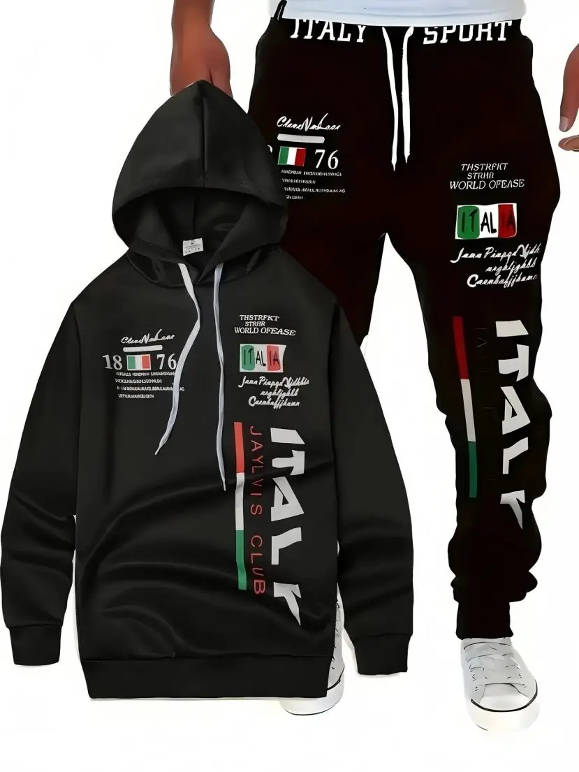 

The 2025 Spring and Autumn Bestseller Men's hoodie set is skin-friendly soft casual and fashionable with letter prints