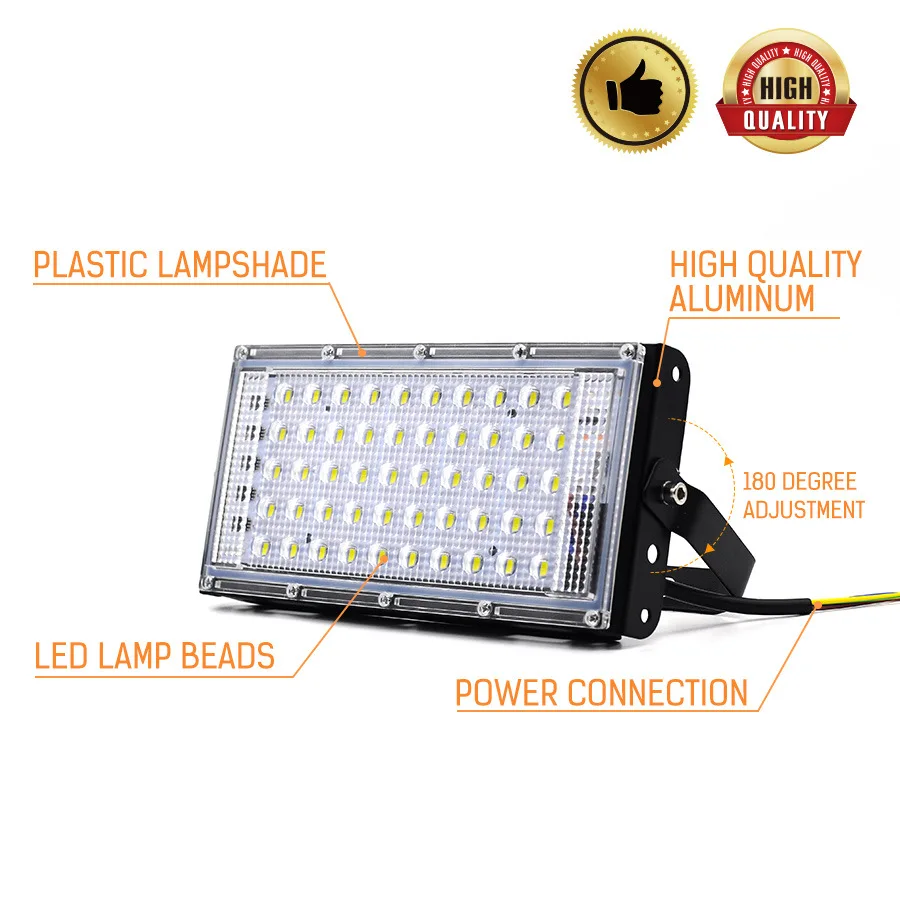 LED Floodlight 50W 100W 220V Red Blue Pink Warm White Outdoor Waterproof Super Bright Night Market Lighting Street Light Lamp