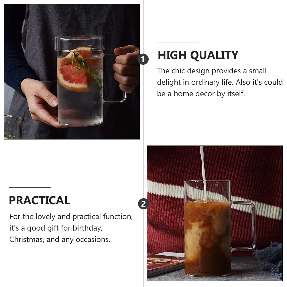 

700ml Coffee Tea Mug Heat Resistant Glass Cup Office Drinking Cup Handle Coffee Mug Office Drinkware