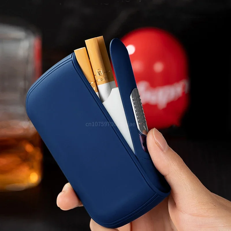 2024 New Compact and Portable 2-in-1 Multi-function USB Cigarette Lighter Rechargeable Lighter 10 Sticks Thick Cigarette Case