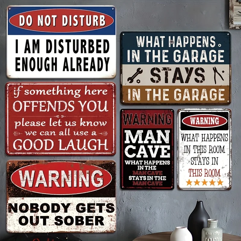 Decorative Sign & Plaque 6pcs Humor Metal Sign Wall Art, Stylish Men'S Quotes, 30.48X20.32 Cm, Easy to Hang, Perfect for Man Den