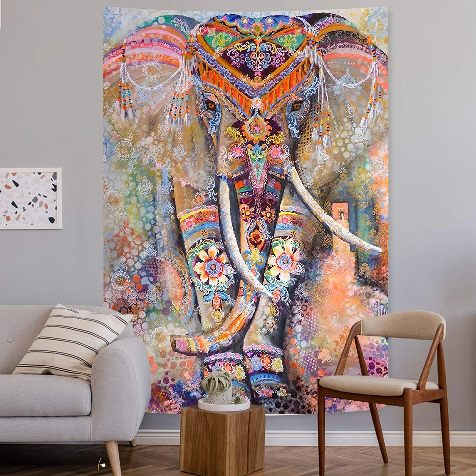 Mandala Pattern Indian Tapestry Wall Hanging Decor Bohemian Art Psychedelic Elephant Tapestries Beach Towel Wll Travel Blanket