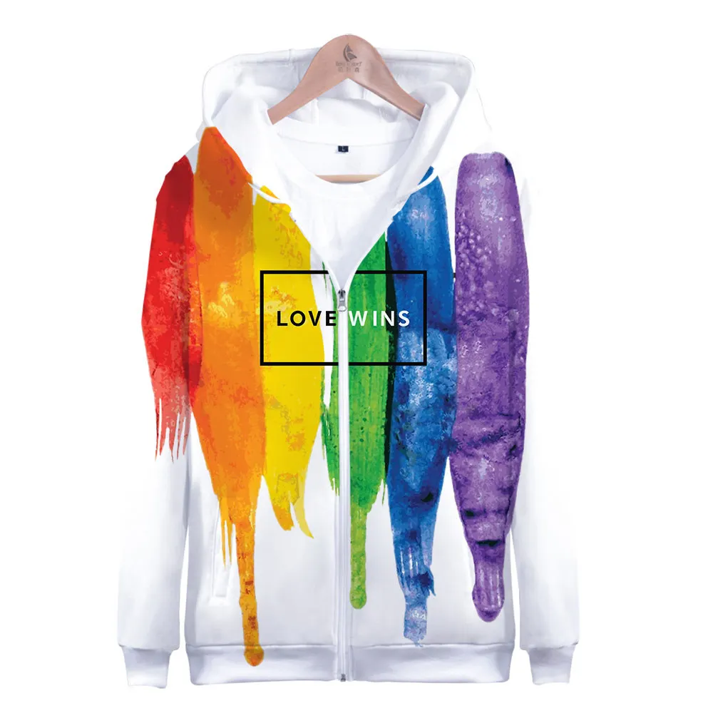 Fashion kebanggaan LGBT pakaian Gay cinta Lesbian pelangi desain bendera baju hangat Hoodie wanita/pria kualitas tinggi Streetwear Hoodie