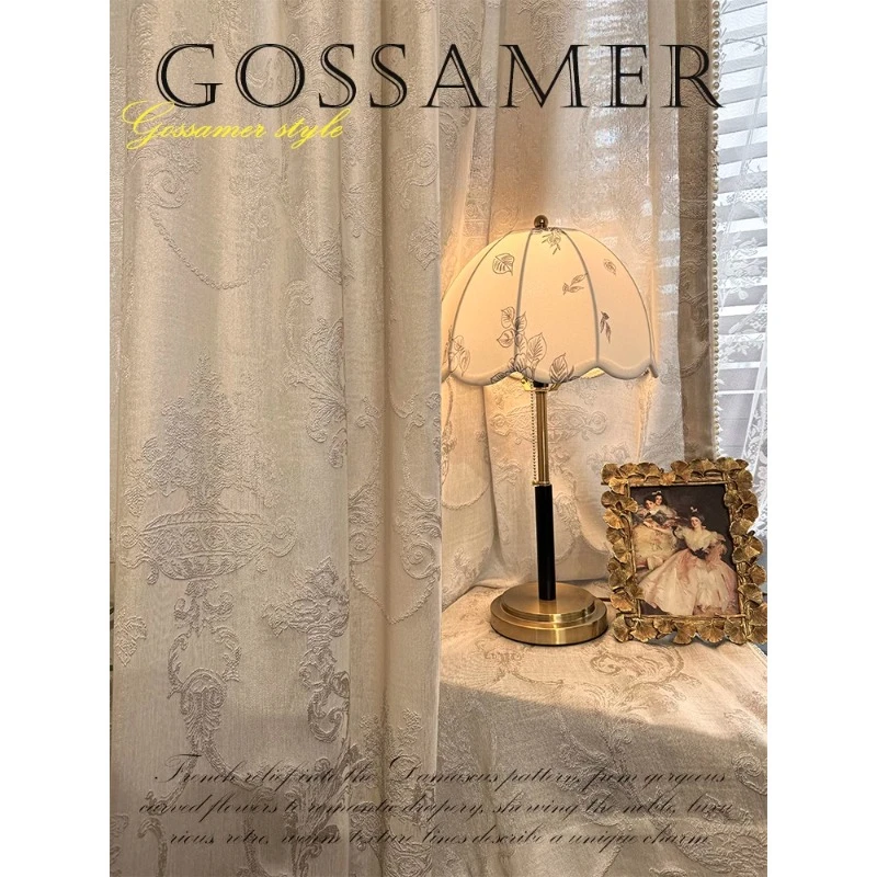European Double-sided Jacquard Silk Curtains for Living Room Bedroom Dining Luxury Romantic Decor Grace Custom Size White Tulle