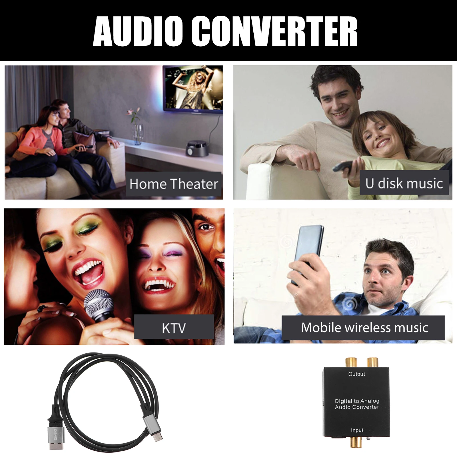 

Audio Converter Metal Case Fiber Output for LED Game Console Computer Analog Audio Adapter Portable