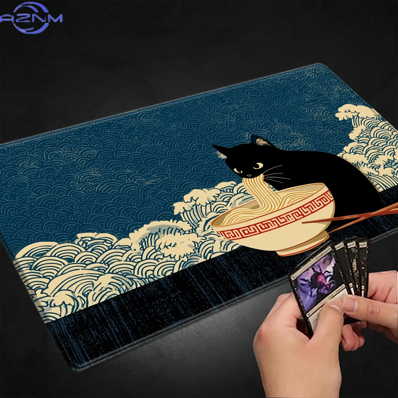Ukiyo-e Cat and Ramen Magic Party Game Mat Durable Rubber for MTG&TCG Games cm Mouse Pad Offices Desk Mats Friendly Design