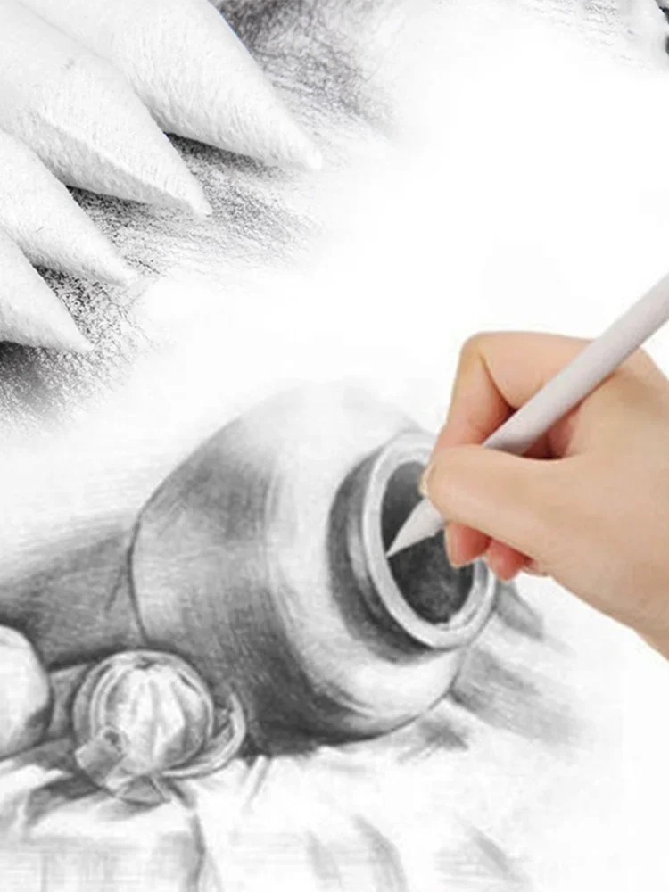 STONEGO 6 pièces stylo à dessin de croquis crayon blanc artistique outil pour ombrage et ombres fournitures d'art de bureau