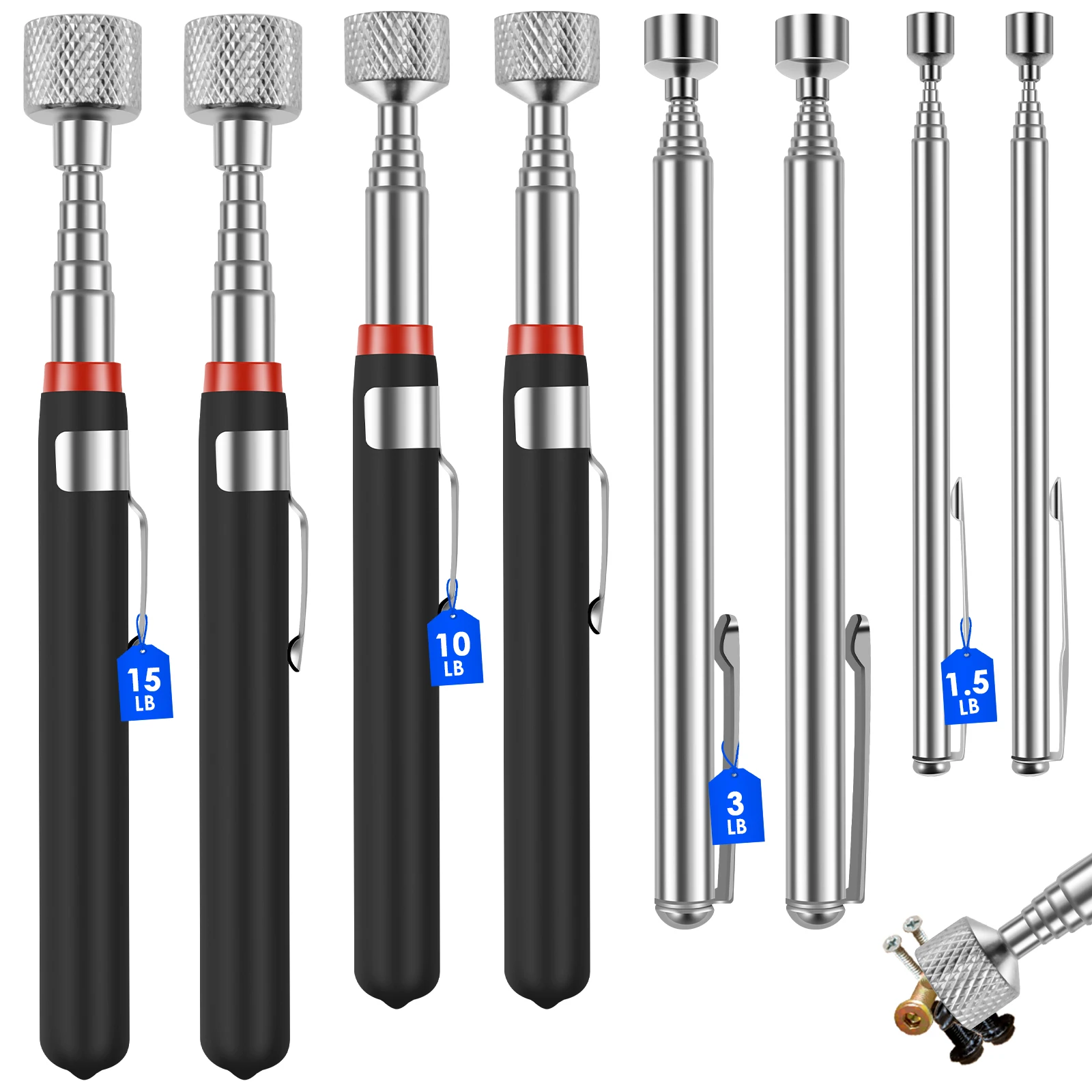 4/8Pcs Mini Telescopic Magnetic Magnet Pen Handy Tools Capacity for Picking Up Nut Bolt Extendable Pickup Up Nuts Hand Tool