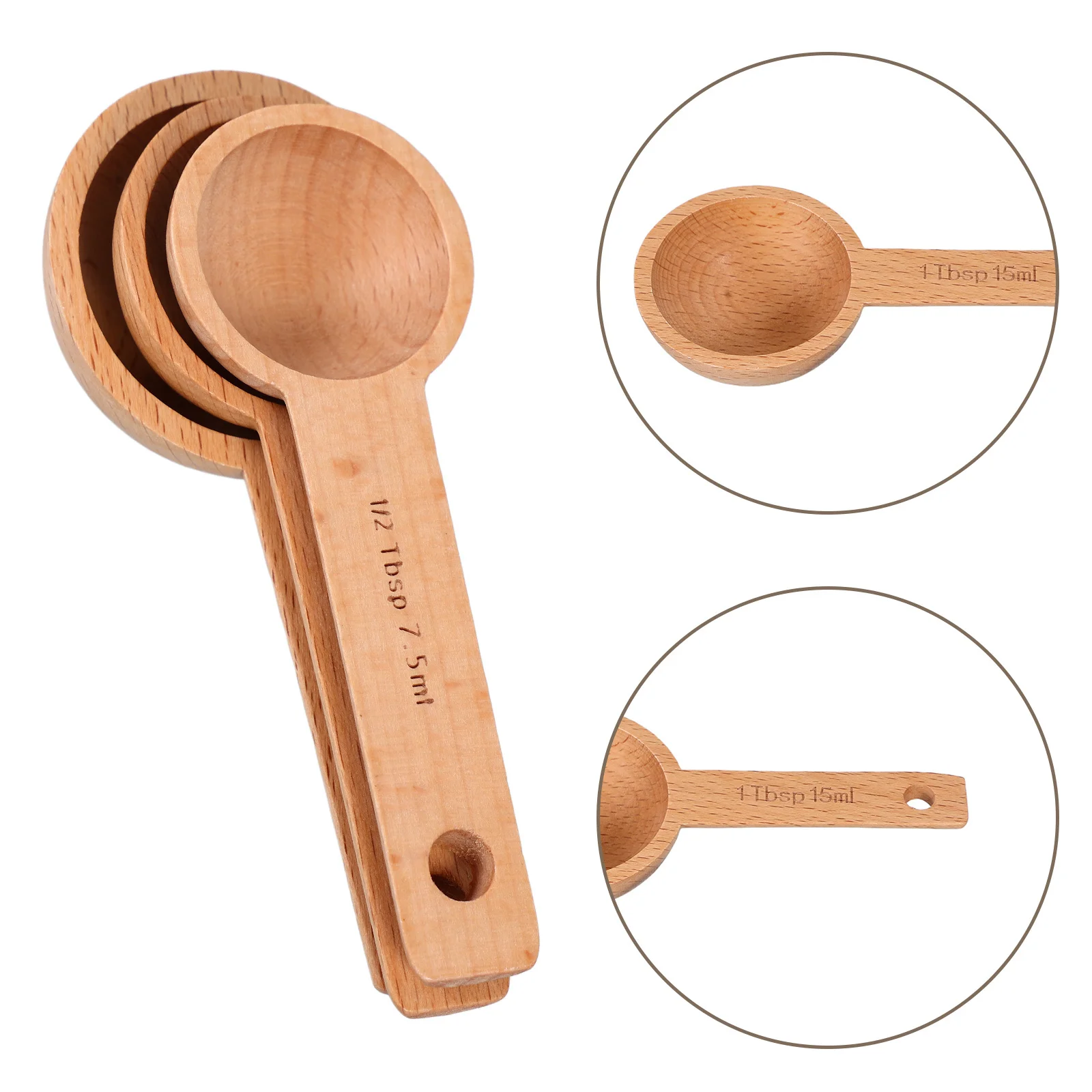 

3Pcs Coffee Powder Wooden Measuring Spoons Vintage Rustic Kitchen Scoops for Coffee Ground Measurement Powdered Milk Baking