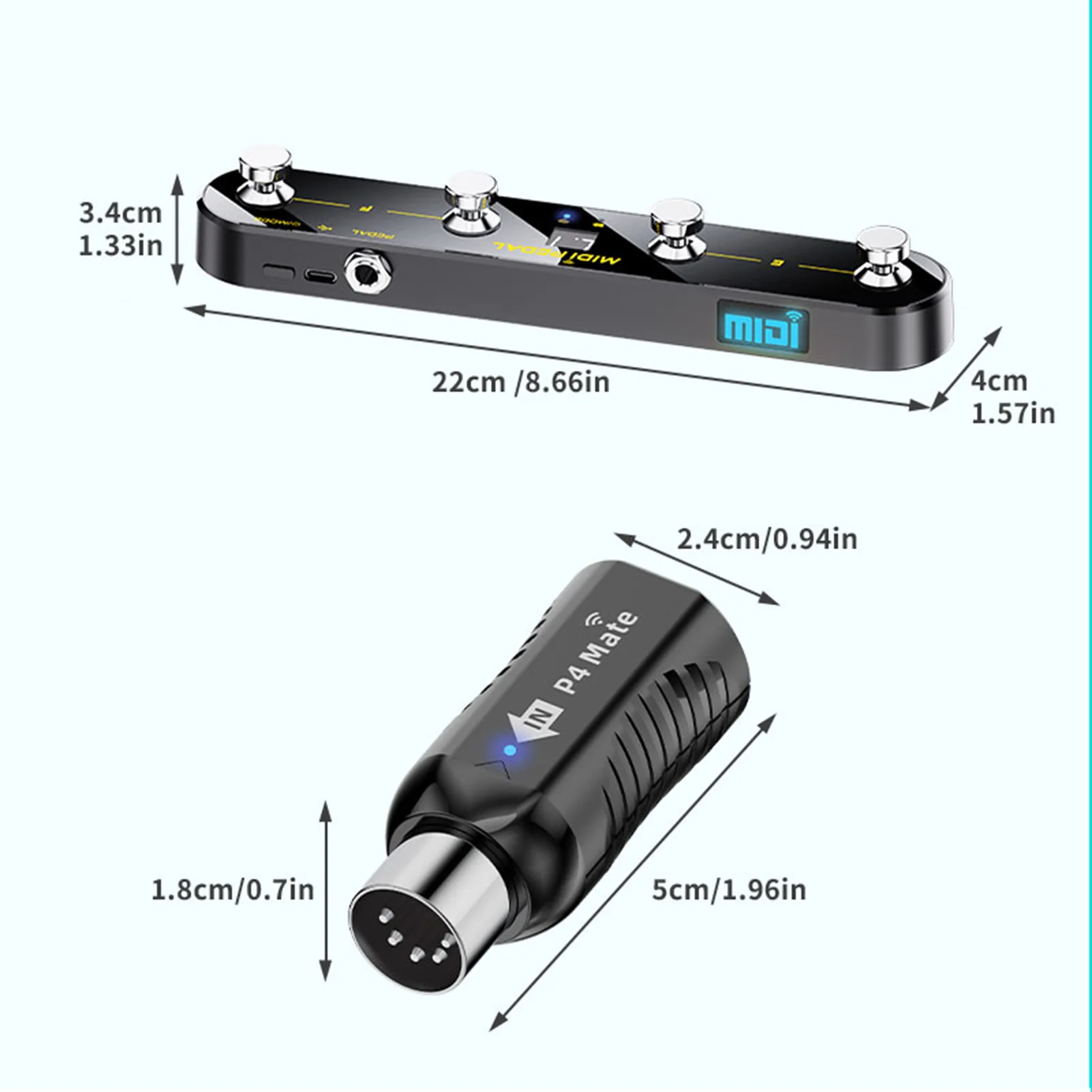 Pedale controller MIDI wireless 5 modalità Display digitale 25 ore Interruttore a pedale USB Ricevitore wireless per mixer Effetti per chitarra elettrica