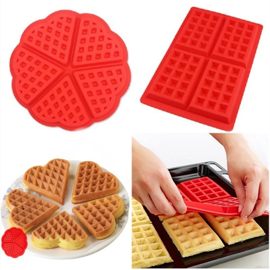 Food Grade Silicone Waffle Mold DIY Cake Mould Non-stick Silicone Baking Mold Set Kitchen Bakeware Waffle Maker Waffle Pan