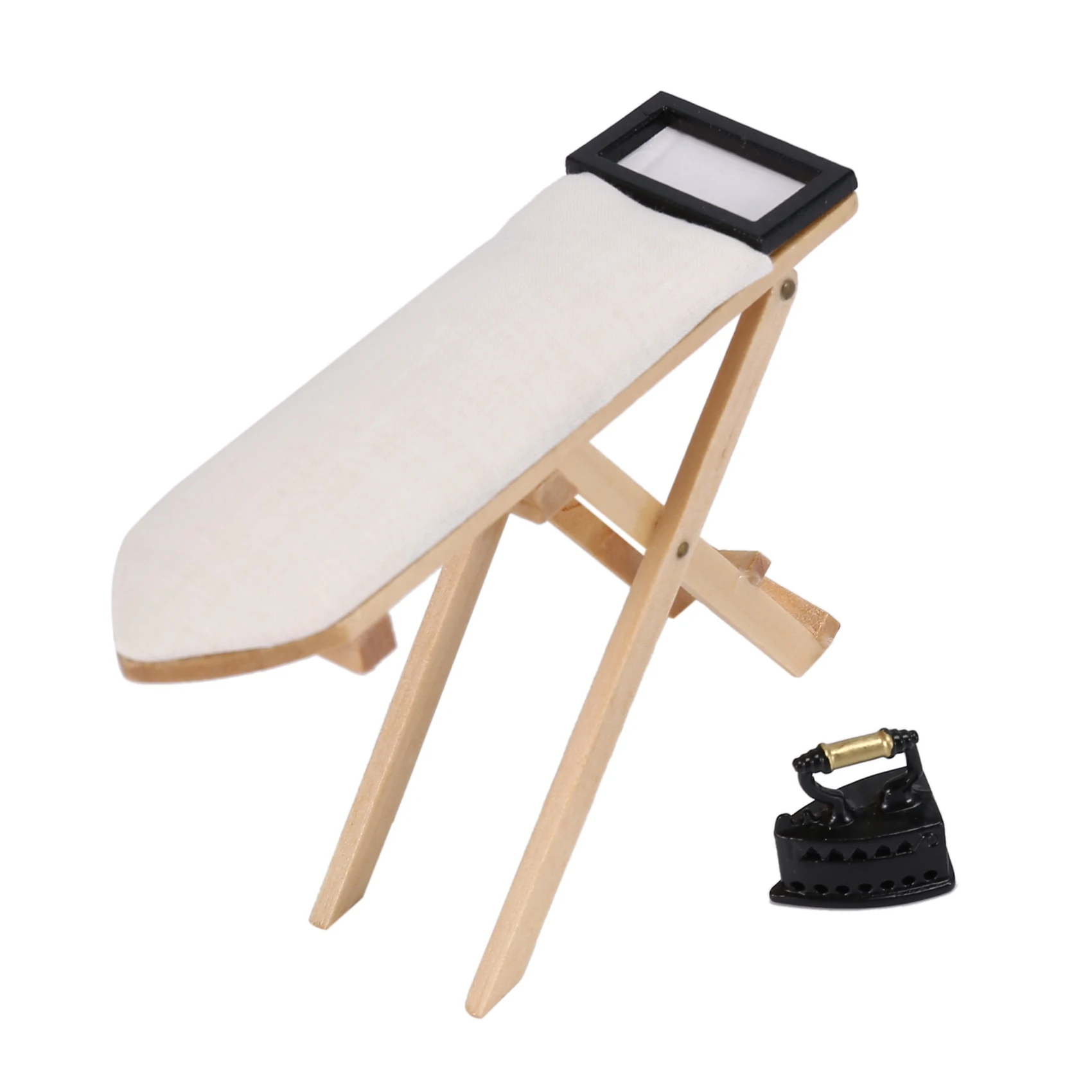 BAAA-Cute scale 1: 12 dollhouse miniature iron with ironing board set included