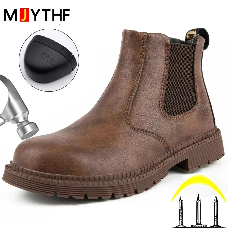 Waterproof Work & Safety Boots Men Leather Boots Indestructible Male Work Shoes Men Winter Boots Safety Shoes Men Steel Toe Shoe