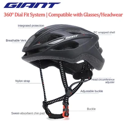 Casco de ciclismo ultraligero Giant con 18 ventilaciones y certificado CPSC CE