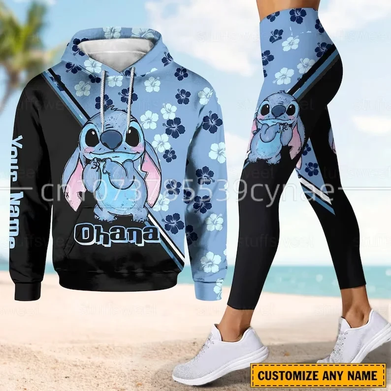 2024 New 3D Printed Hoodie Women's Set Sports Hoodie Yoga Pants Sports Disney Yoga Underwear Fashion Anime Women's Wear y2k