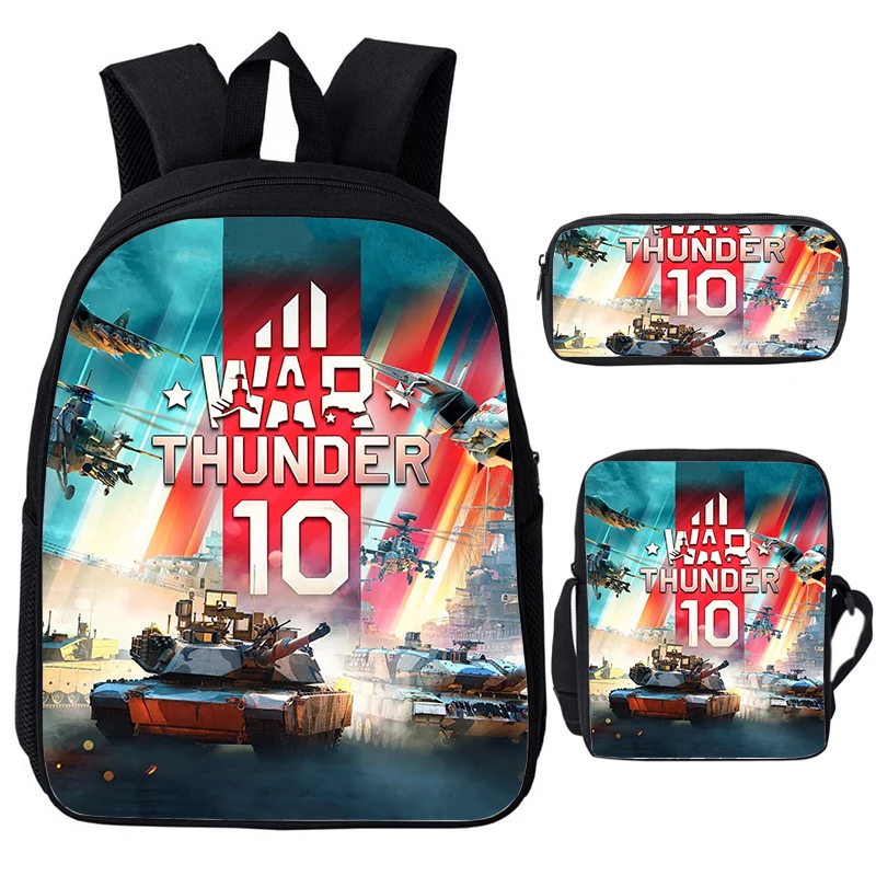 3pcs Set Game Anime War Thunder School Bags Fight Tanks Print Backpacks for School Teenager Girls Boys World of Tanks Backpack