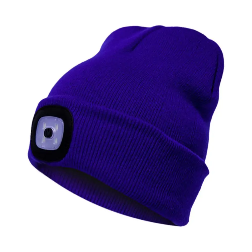 Hat Cap Unisex Beanie Outdoor Cycling Hiking LED Light Knitted Winter Elastic Cap