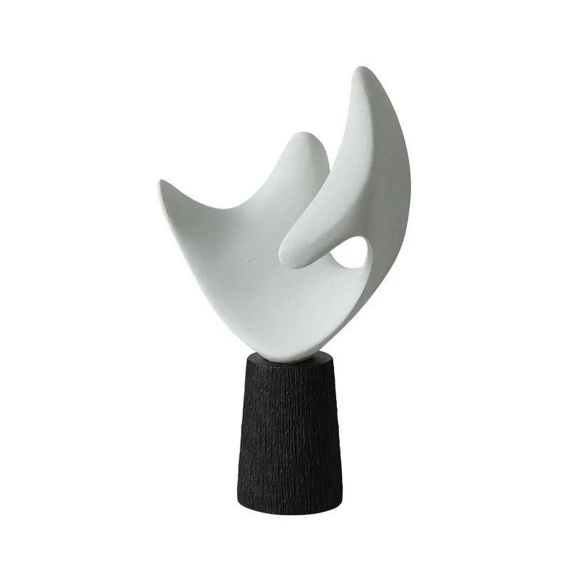 

Italian minimalist creative black and white abstract resin sculpture villa hotel entrance living room high-end decorative crafts
