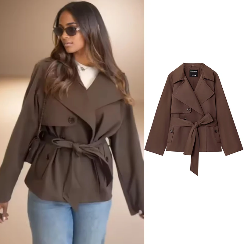 

Autumn Trench Jackets Women's 2025 New Fashion Loose Belt Autumn Coats Chic Elegant Women's Street Warm Youth Outerwear Coats