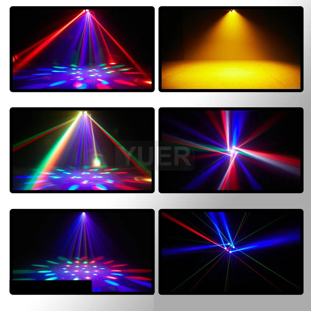 NEW LED 4X10W RGBW 4 Moving Head Beam Light DMX512 Controlled With Ring RG Laser Strobe Effect Disco Music Dance Bar Party Light