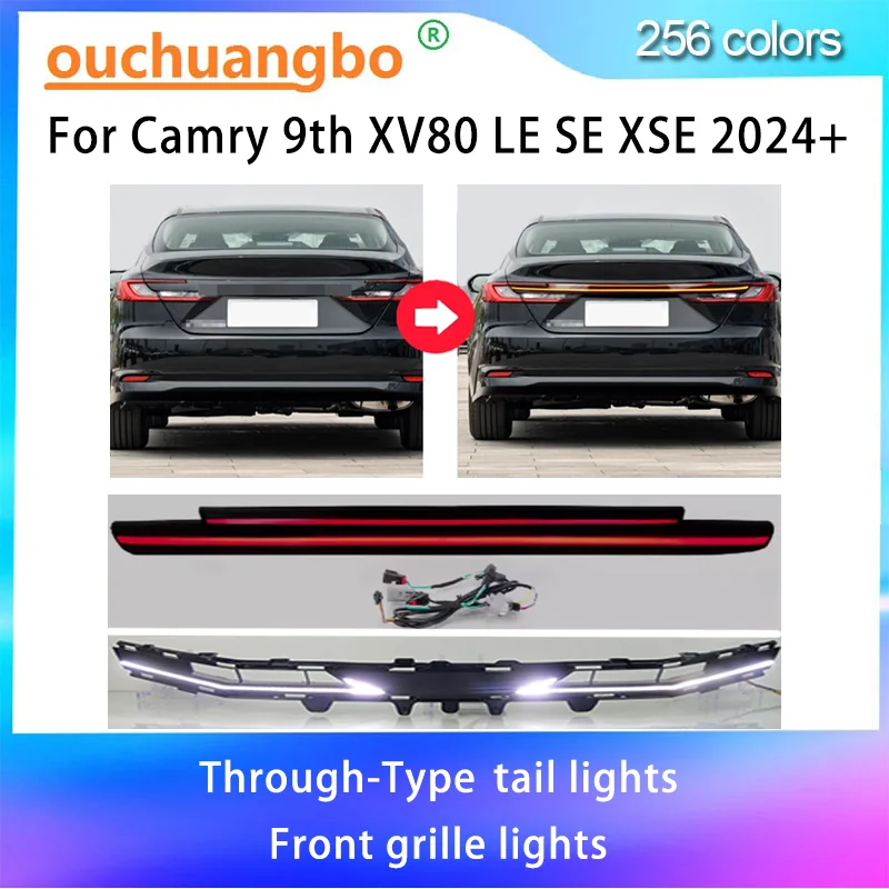 Ouchuangbo Through-Type Tail Lights Indicator Front Grille Lights For Camry 9th XV80 LE SE XSE 2024+ L/RHD Brake Light Assembly