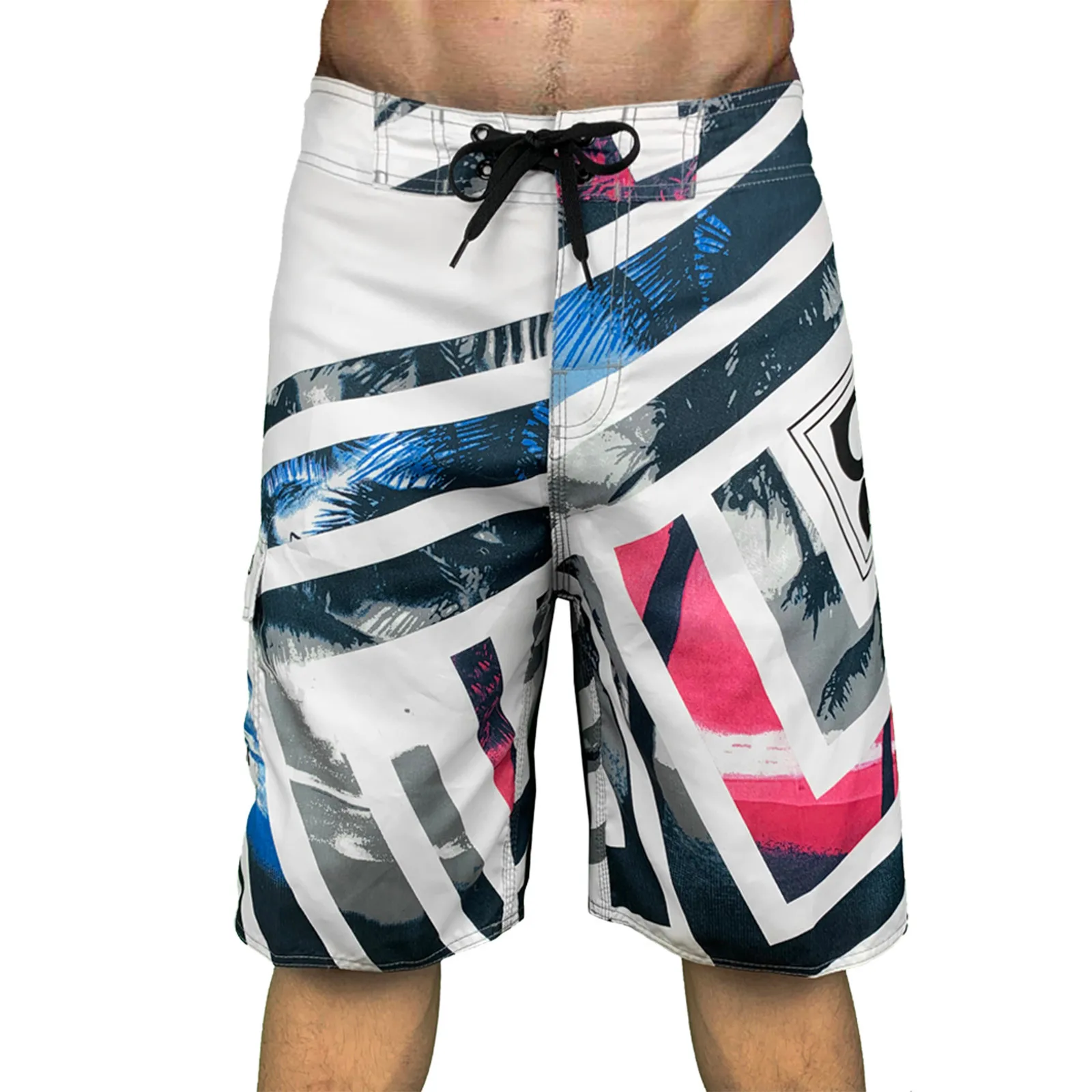 Men'S Breeches Knee Board Shorts Stylish Striped Patchwork Print Trunks Summer Beach Vacation Casual Swimming Shorts Sportswear