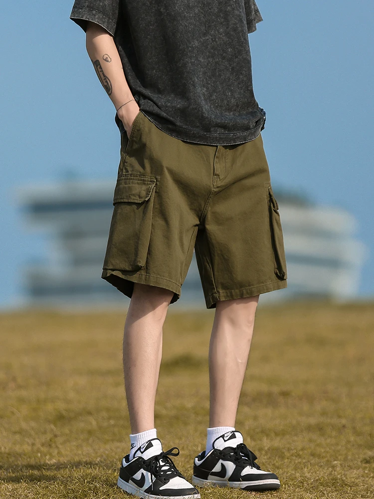 

Military een Cotton Workwear orts Men's Summer y Versatile Casual Straight Leg Wide Leg Pants Breathable Comfortable