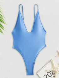 Costume da bagno intero donna costumi da bagno con scollo a v 2024 nuovo costume da bagno con cinturino regolabile senza schienale estate Monokini Sexy Beach abbigliamento femminile