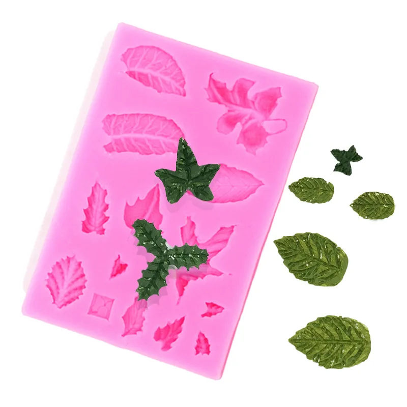 DIY All Kinds of Plant Leaf Cake Fondant Mold, Liquid Frog Glue Mould E048