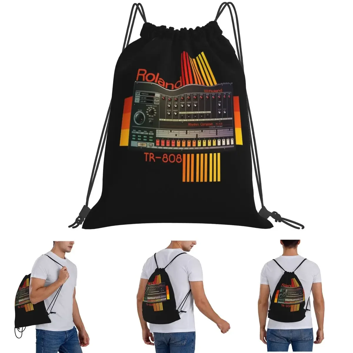 

Roland Tr-808 Модель барабанной машины Рюкзаки Повседневный портативный комплект на шнурке Карманная спортивная сумка Сумки для книг для путешествий студентов