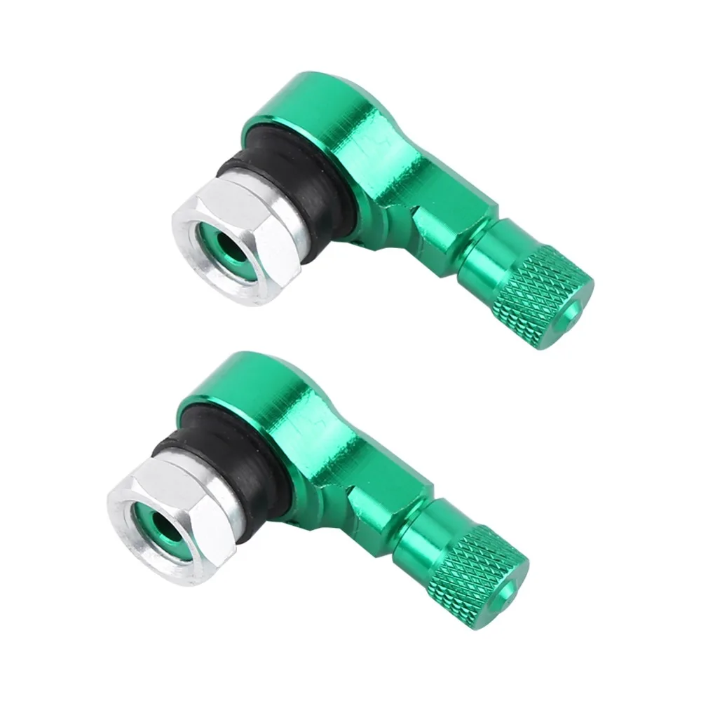 2PCS Aluminum Tire Valve Stems Anti-Rust Multi-Color 90 Degree Tire Valve Stems Universal Rubber Seal Aluminum Tire Valve Stems