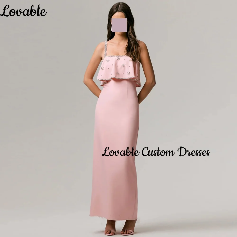 

Evening Dresses Customize Column Strapless Floor-Length Dress Women Elegant Luxury Beadings Zipper Up Regular Straps فستان حفلات