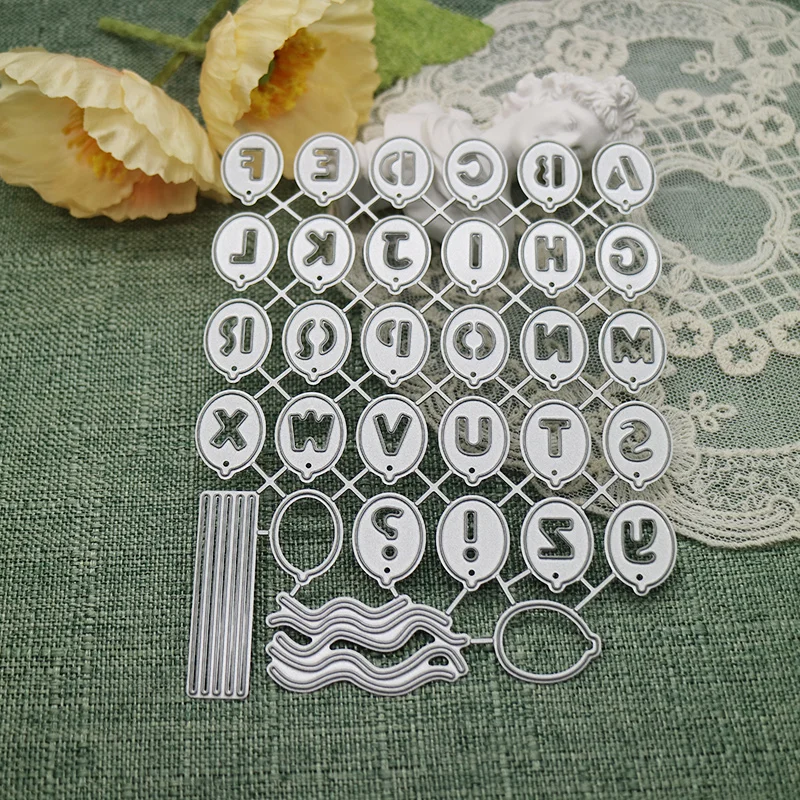 26 Letter Balloon Tags Knife Mold DIY Greeting Card Punch Stencil Scrapbooking Embossing Template Handicrafts Metal Cutting Dies