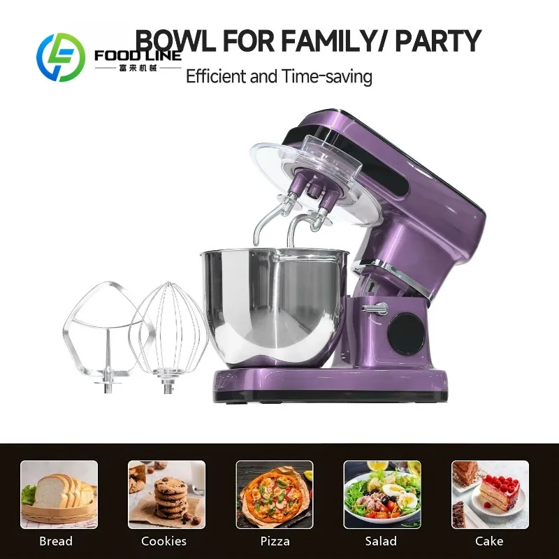 Compact Home Dough Mixer Automatic Timing Stainless Steel Bowl Dough Kneader for Family Bakery Bread Cake Making Customized
