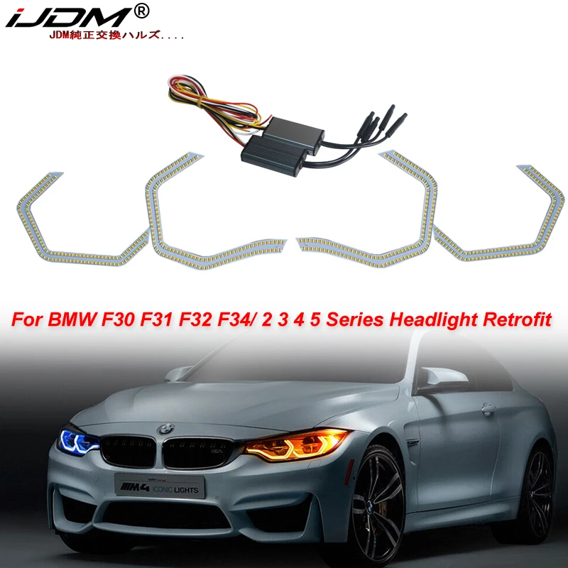 iJDM Concept M4 Iconic Style Dual-Color LED Angel Eye Halo Rings For BMW F30 F31 E60 E90 E92 E93 E61 E46 M3 M5 Light Retrofit