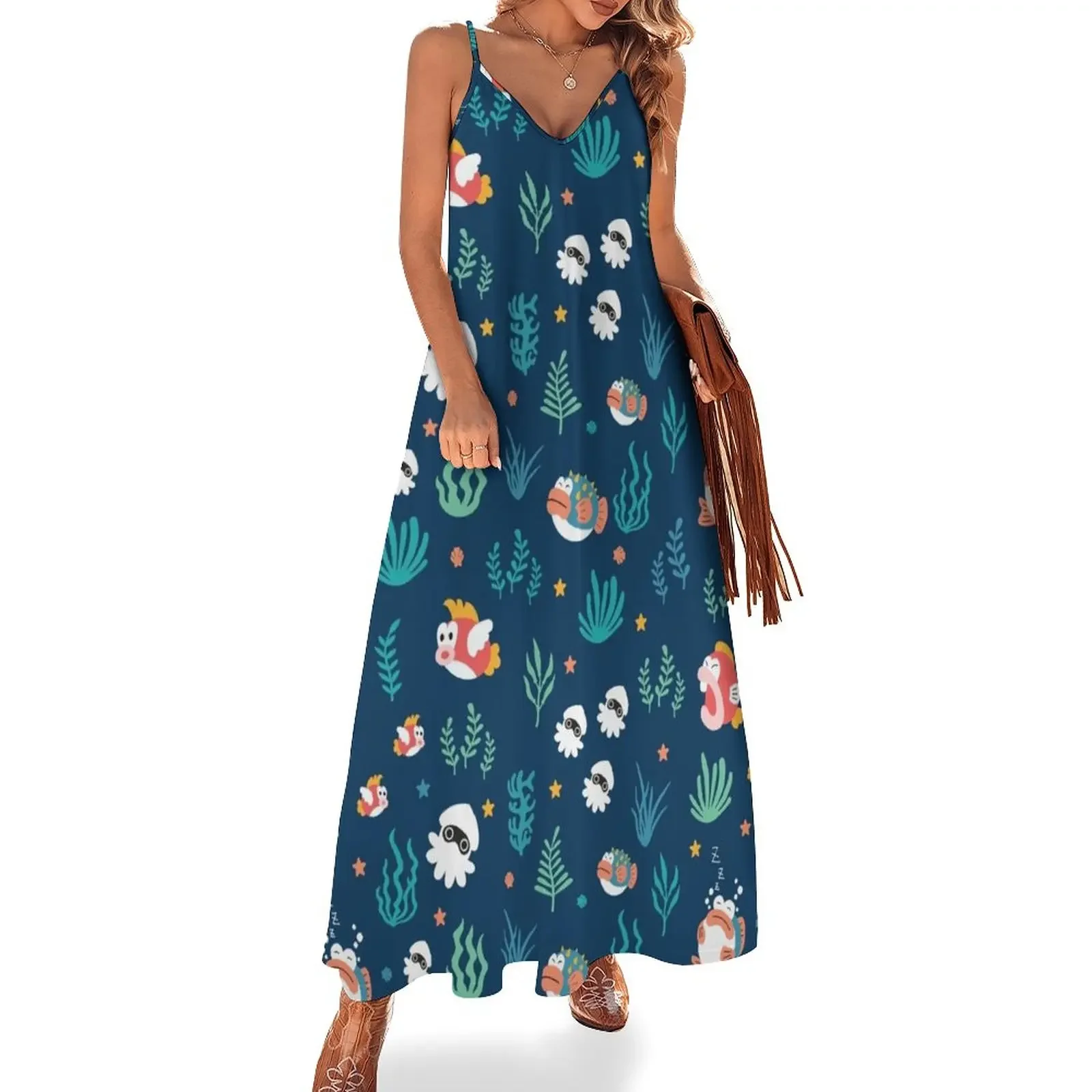 

plumber ocean pattern Sleeveless Dress Women's evening dress dress women summer 2025