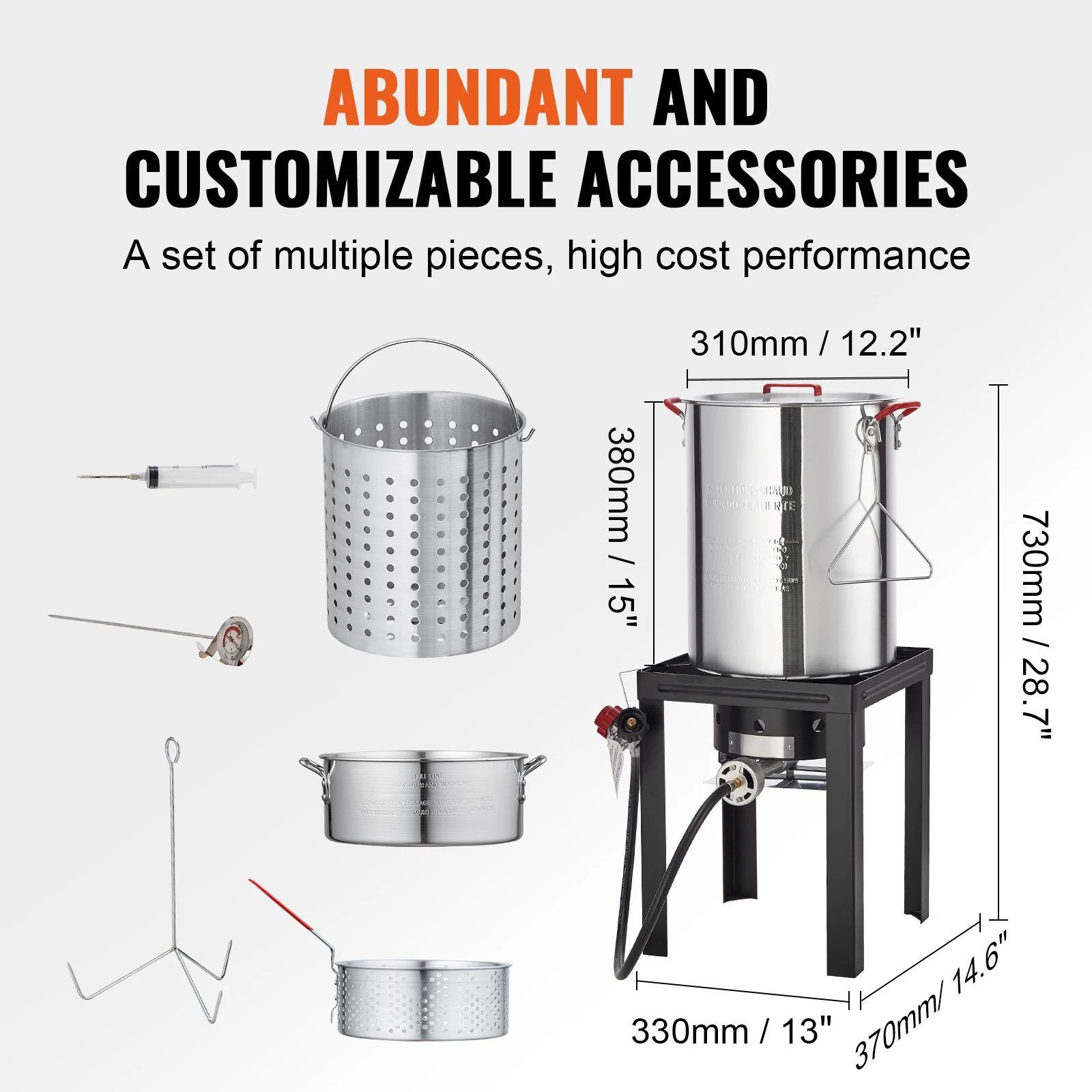 For SucceBuy Gas One Turkey Fryer Propane Burner Complete Kit 30 Qt. Turkey and 10 Qt. Fish Fryer Boiler Steamer Set