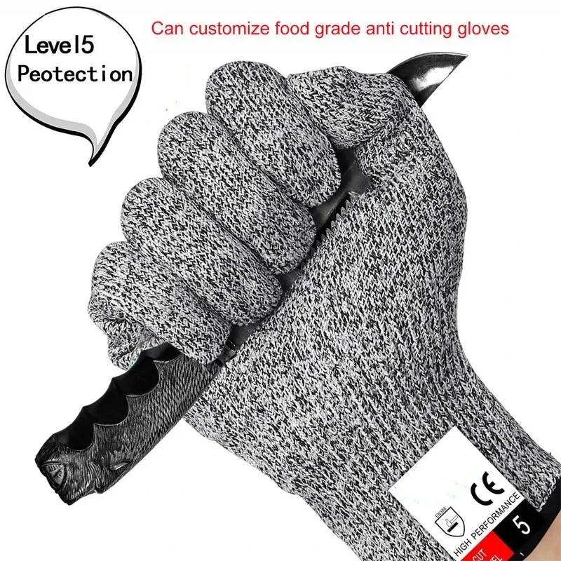 Anti Cutting Gloves, Level 5 Protection, Food Grade Kitchen Safety Gloves Suitable for Meat Cutting Slicing Oysters Peeling Gray