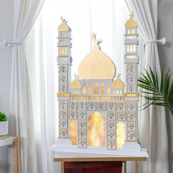 Ramadan Advent Calendar with Drawer Box Wooden Castle Calendar Cabinet For Eid Mubarak Ramadan Kareem Muslim Party Decoration