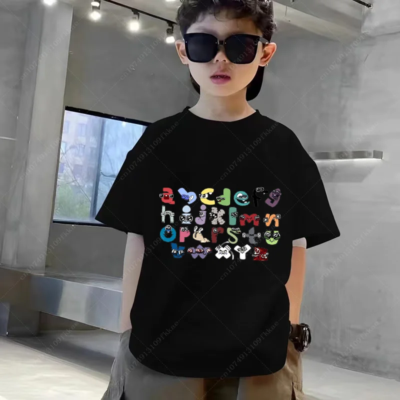 New 2024 Summer Fashion Children\'s Alphabet Lore Harajuku T-shirt Boys T Shirt Girls Clothes Print Cartoon T Shirts Kids Clothes