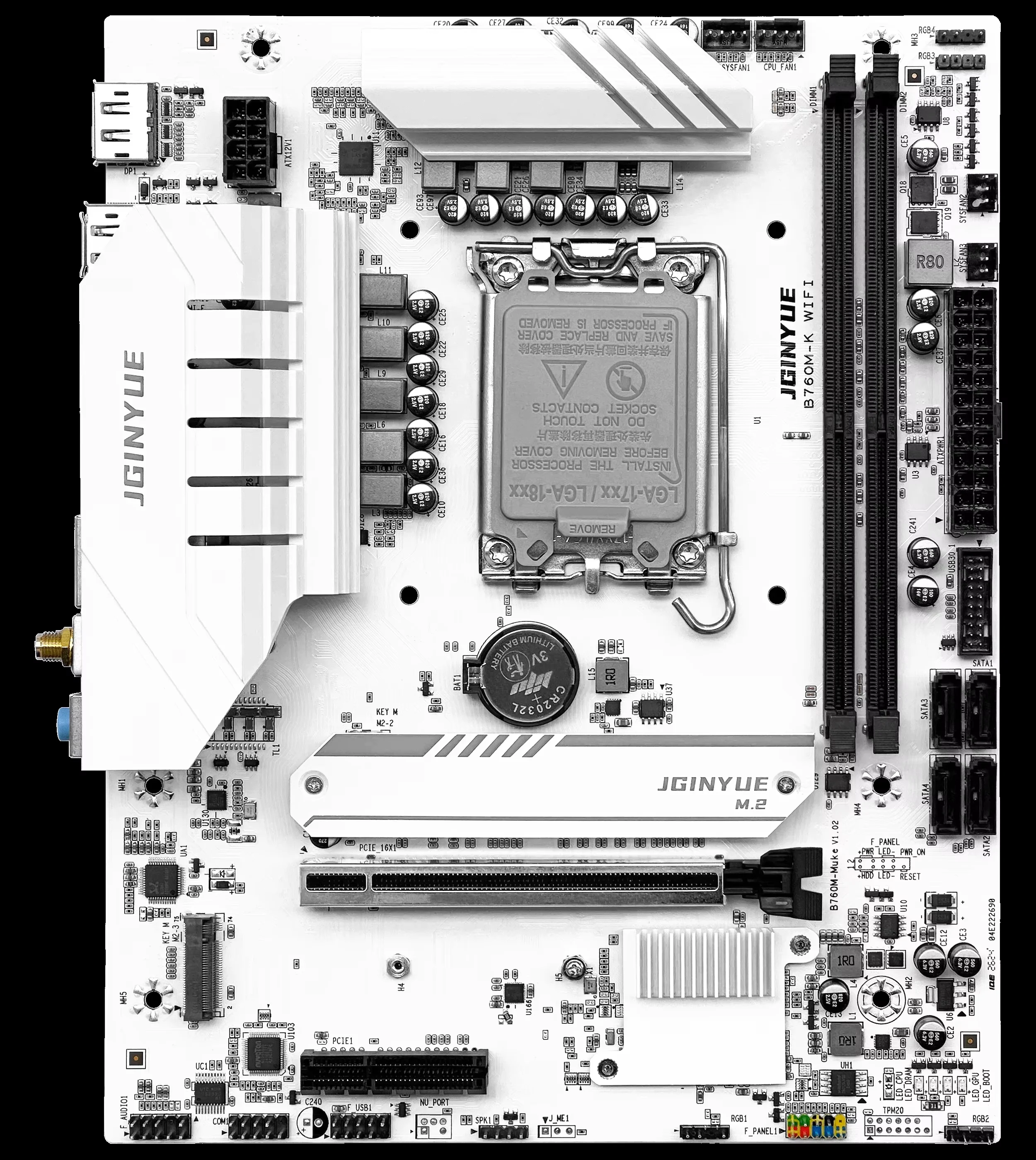 JGINYUE B760M-K WIFI Motherboard M-ATX LGA1700 DDR4 Supports 12/13/14th CPUs For 12400F/12600KF/14600KF GAMING Video OfficeLogy